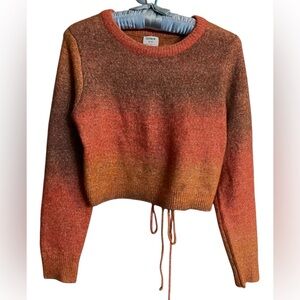 Cotton On Open Back Tie Sweater Golden Hour Ombré Cropped Wool Blend M